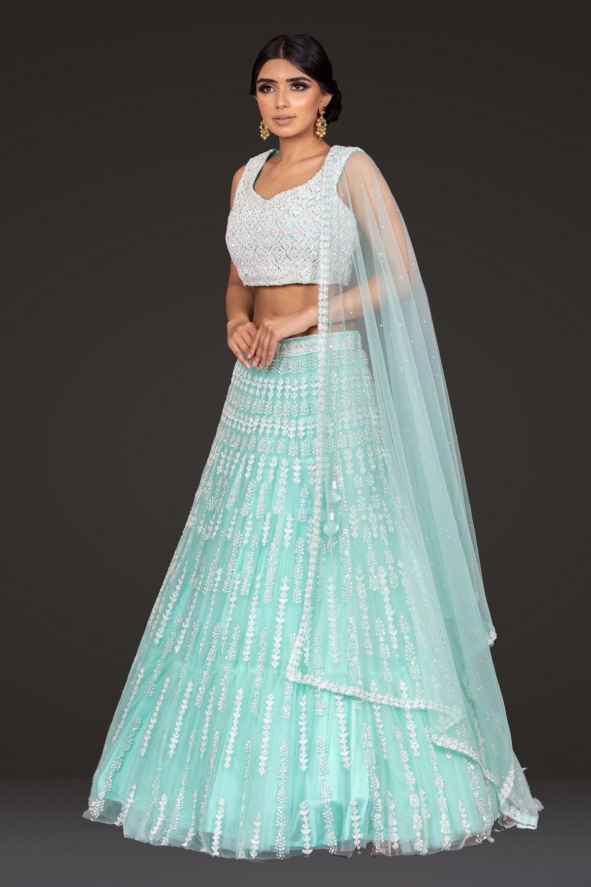 Black Party Wear Lehenga with Threadwork