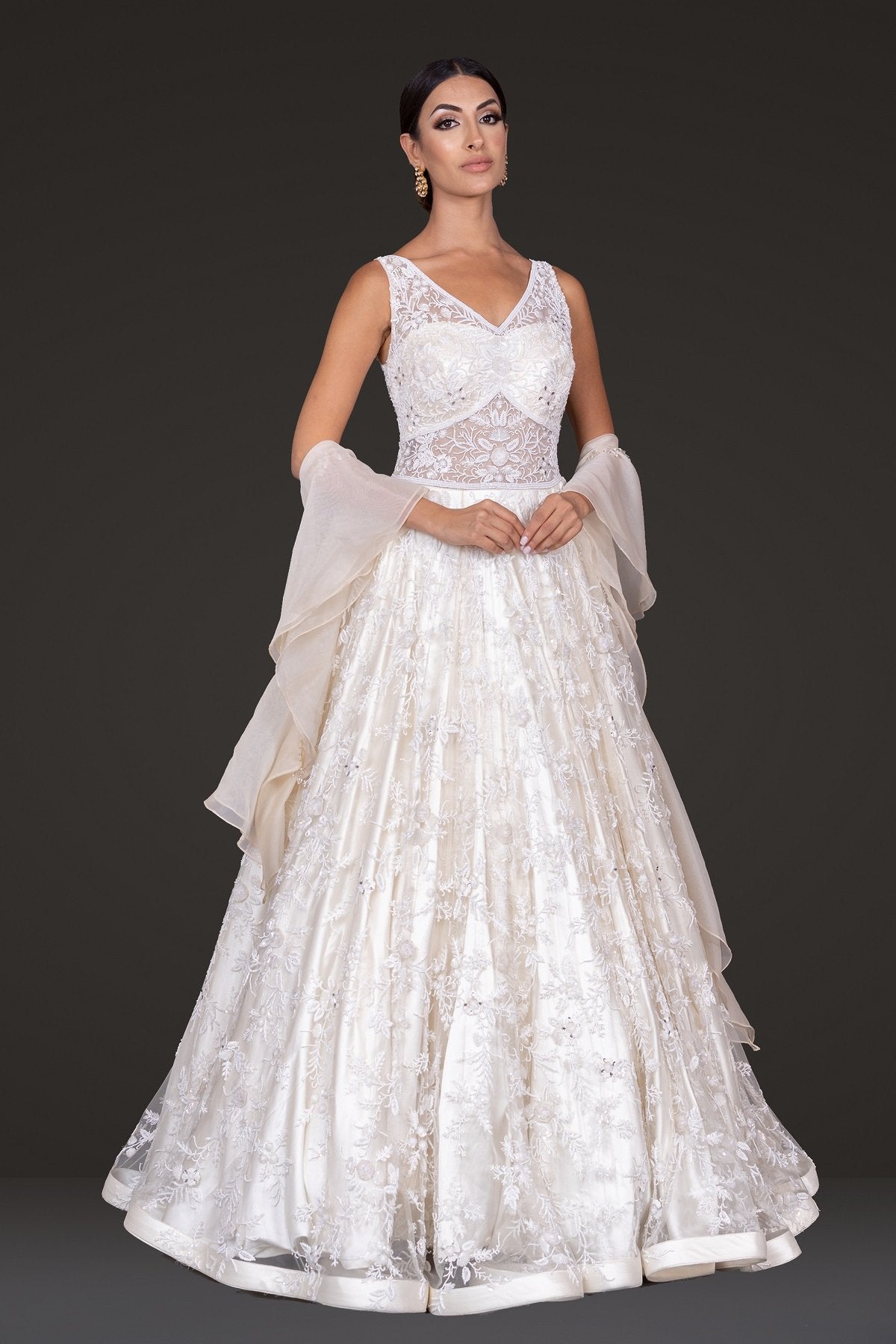 White Embroidered Gown