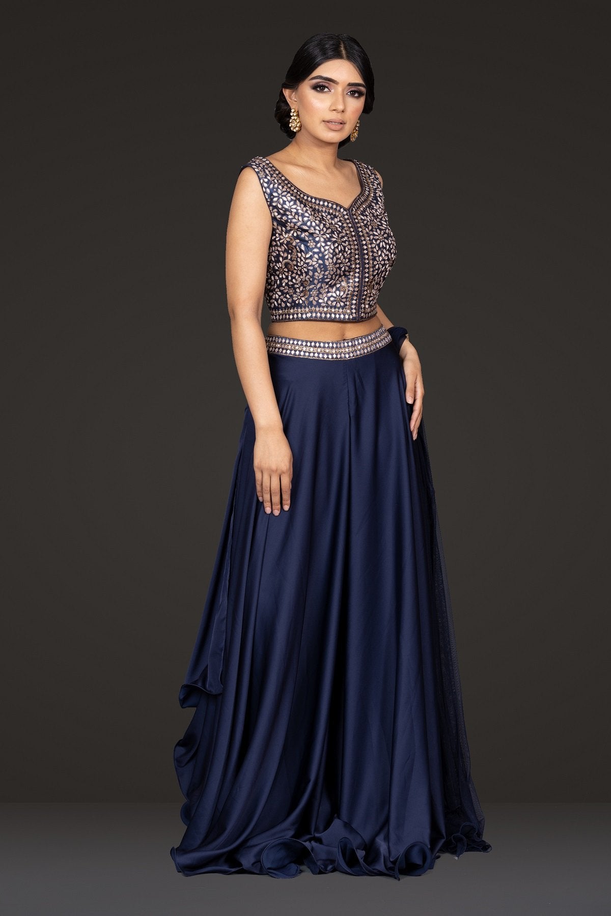 Indo-western Digital Printed top with flaired pants