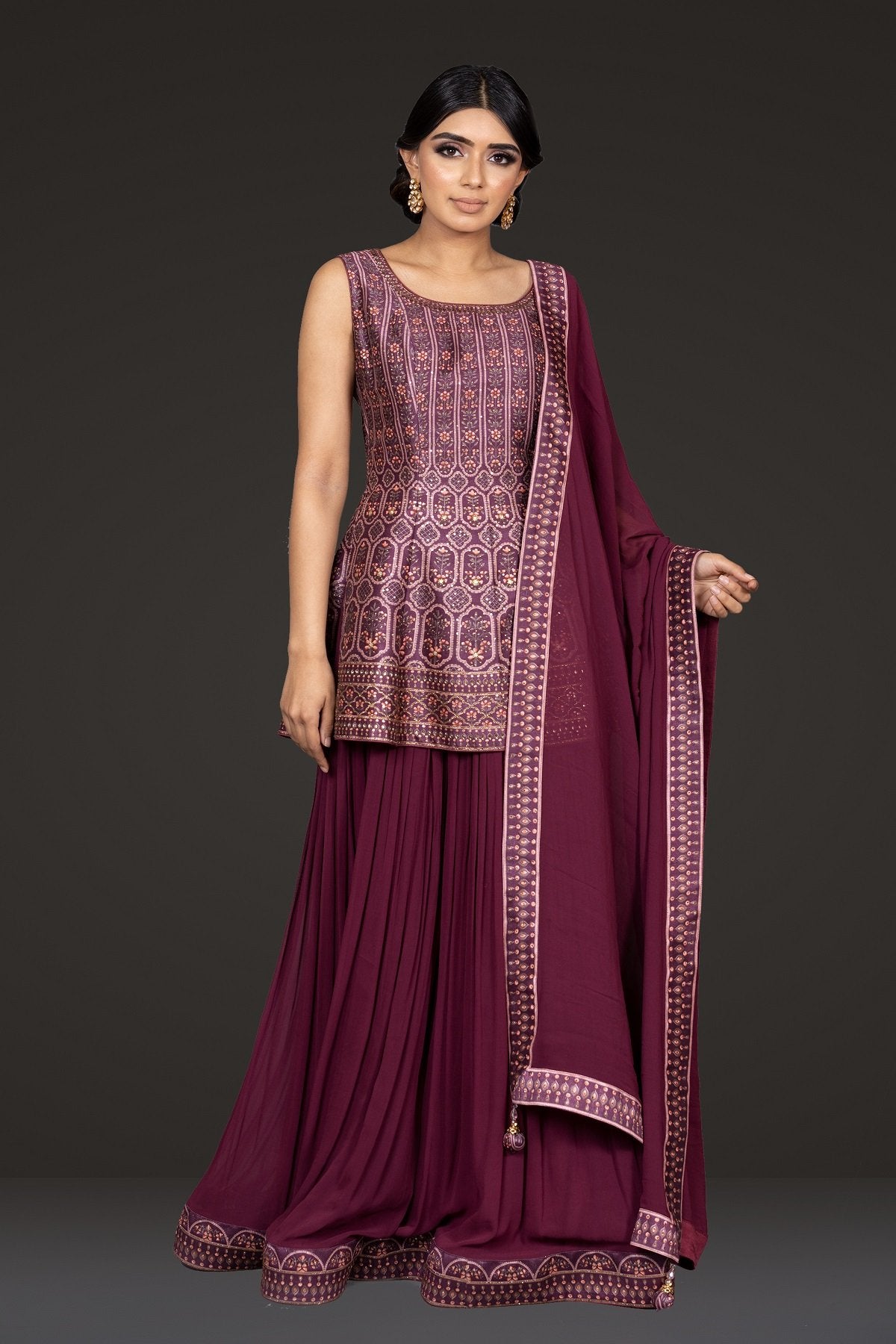 Indo-western Digital Printed Peplum with Sharara