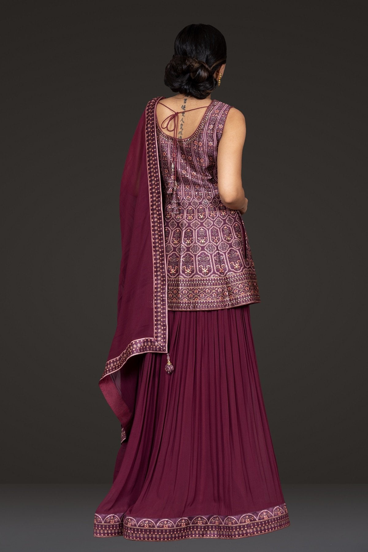 Indo-western Digital Printed Peplum with Sharara