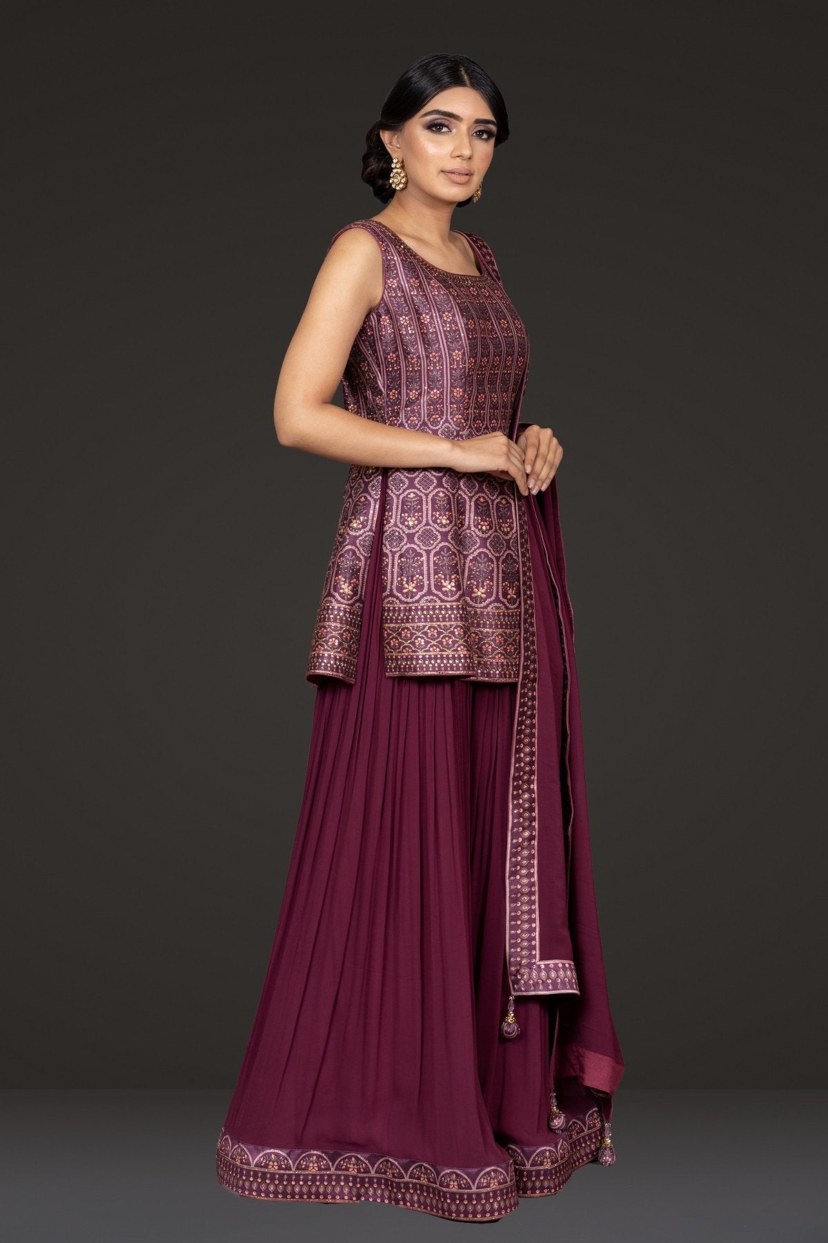 Indo-western Digital Printed Peplum with Sharara
