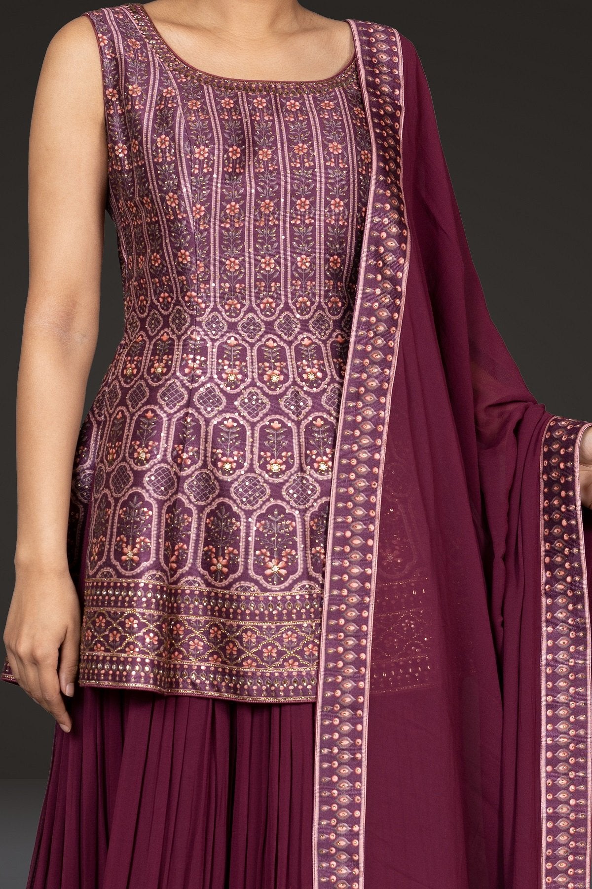Indo-western Digital Printed Peplum with Sharara