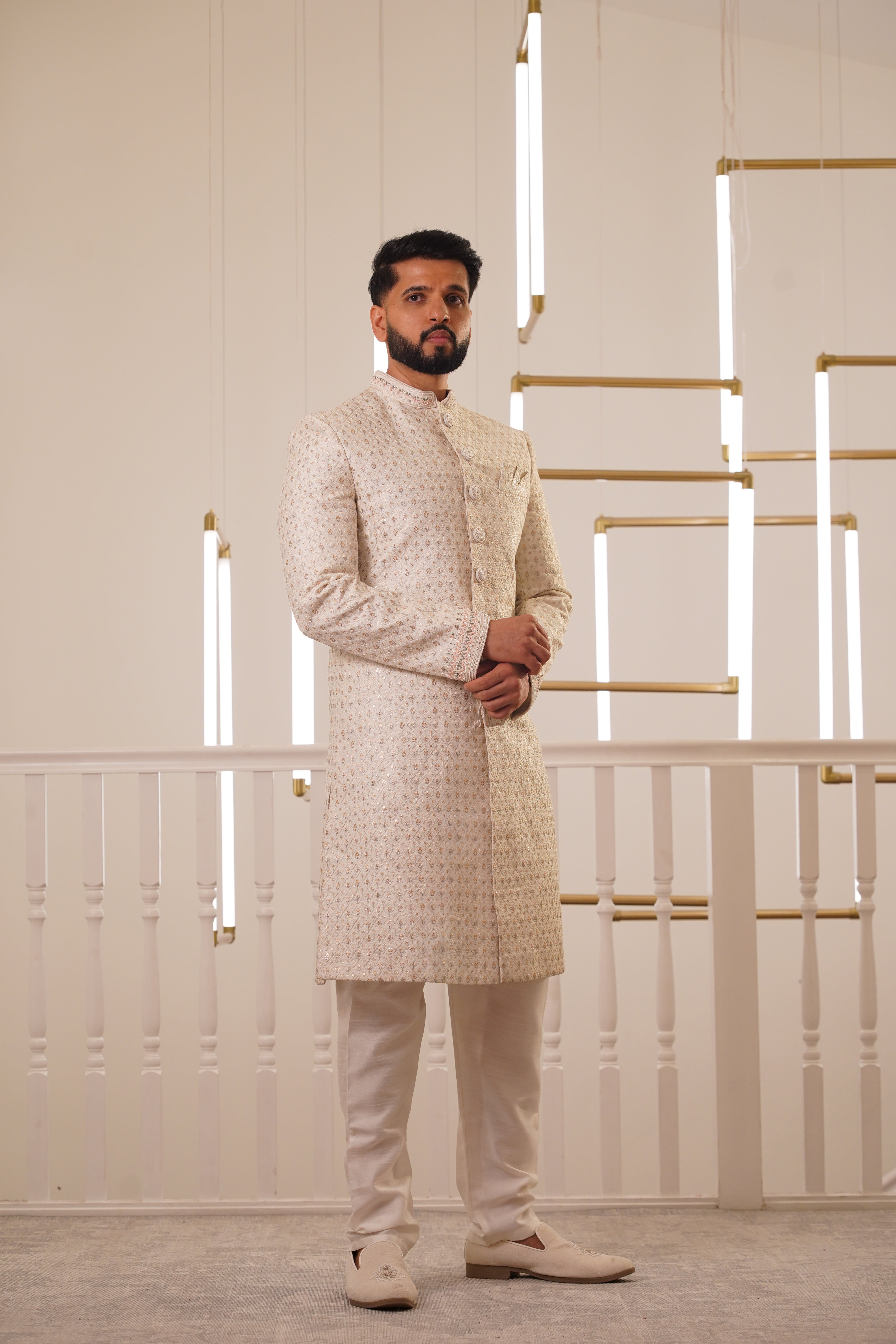 IVORY EMBROIDERY SHERWANI
