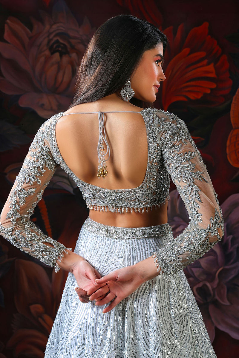 Grey embroidery Lehenga With Embroidery Top