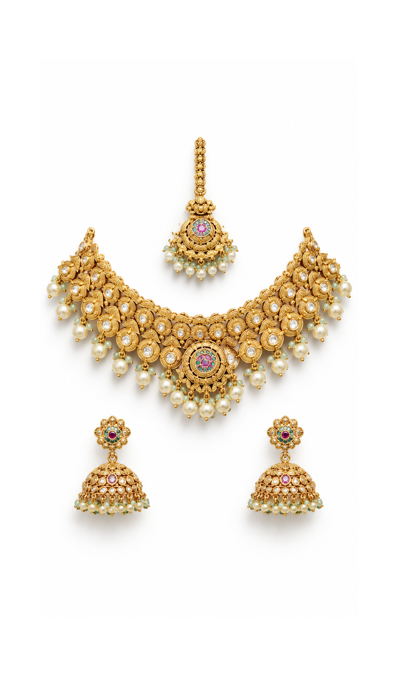 Pearl Temple Set
