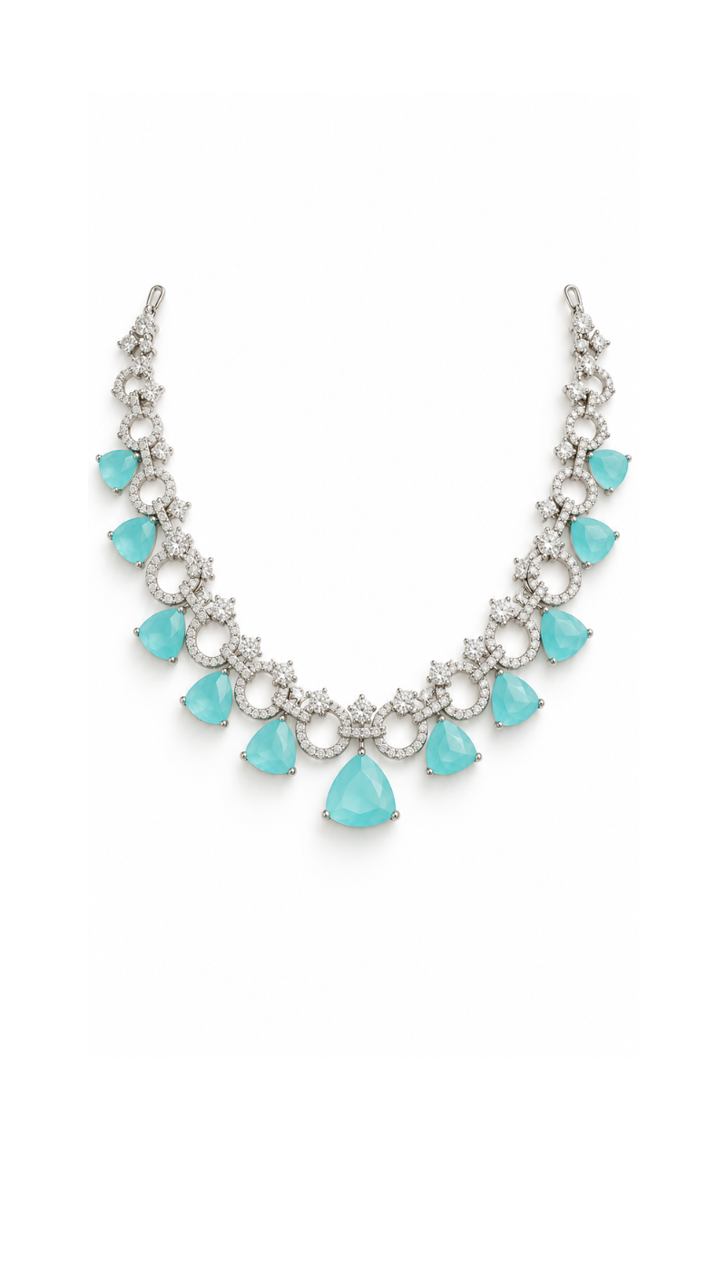 Aqua Crystal Necklace Set