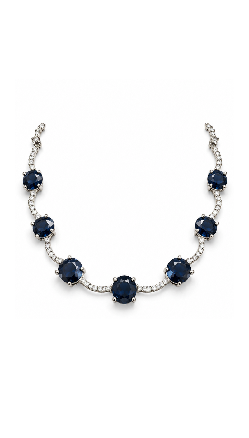 Sapphire American Diamond Necklace Set