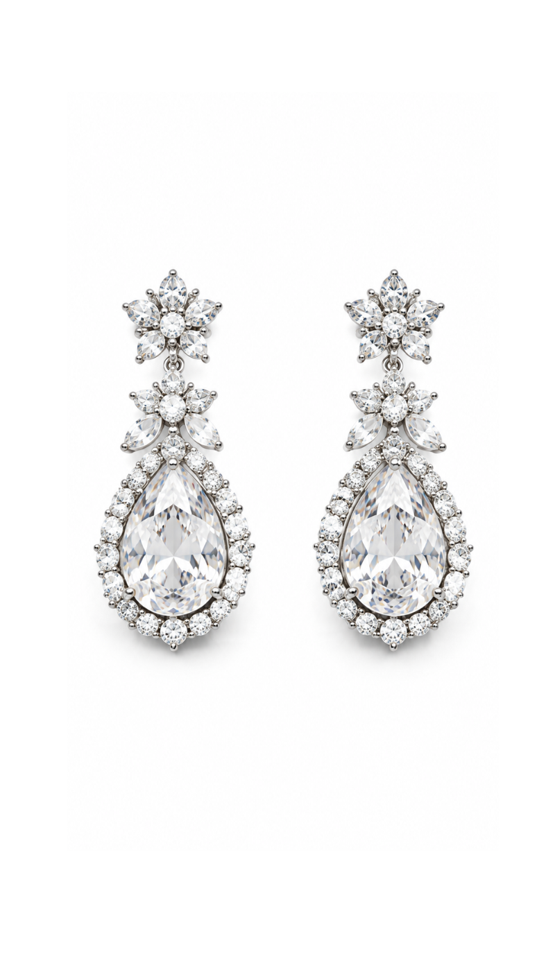 American Diamond Teardrop Necklace Set