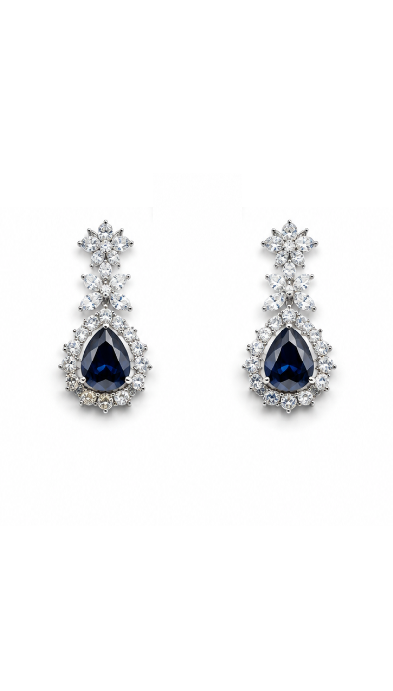 Sapphire Teardrop Necklace Set