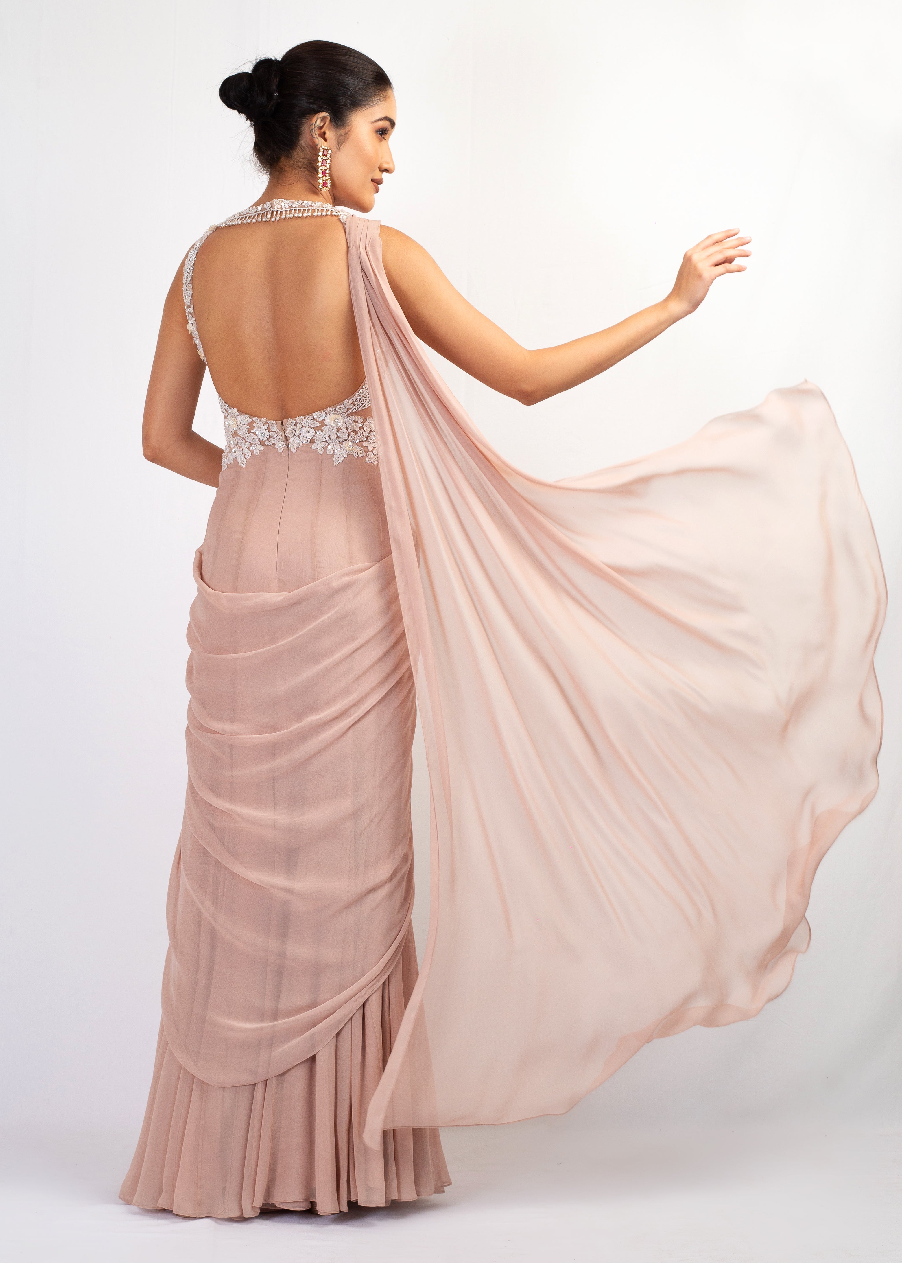 STYLISH HALTER TOP GEORGETTE SAREE