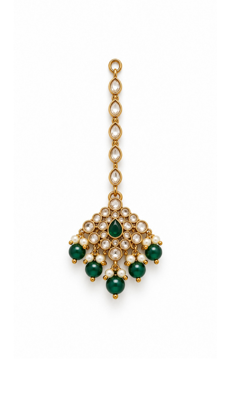 Emerald Layered Polki Necklace Set