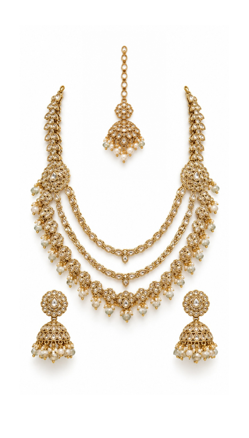 Kundan Layered Polki Necklace Set
