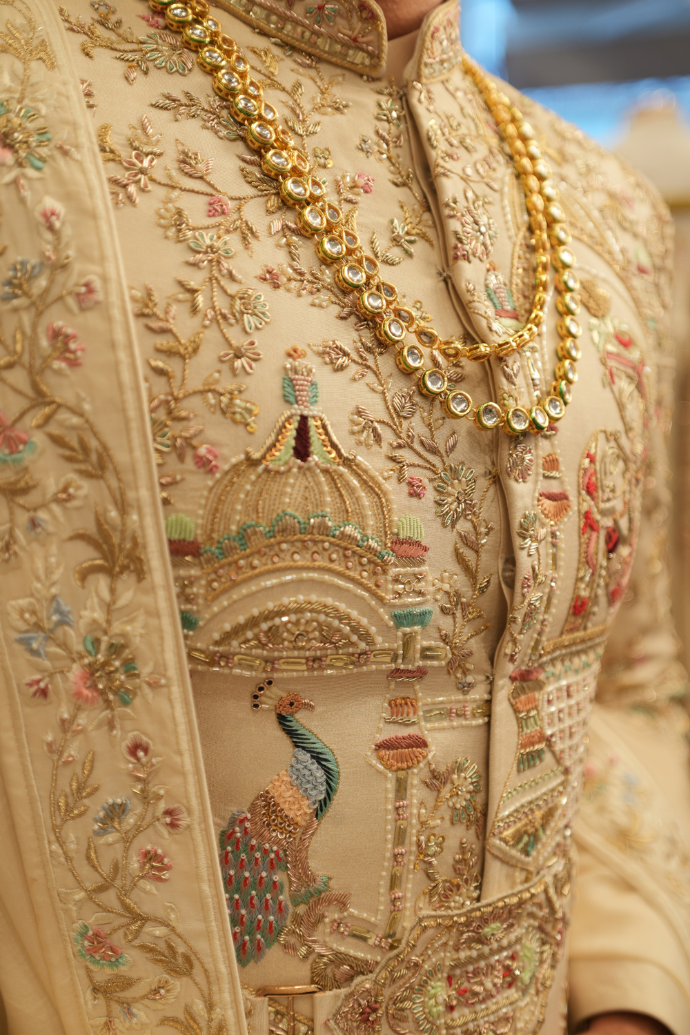 Regal Cream Embroidered Sherwani