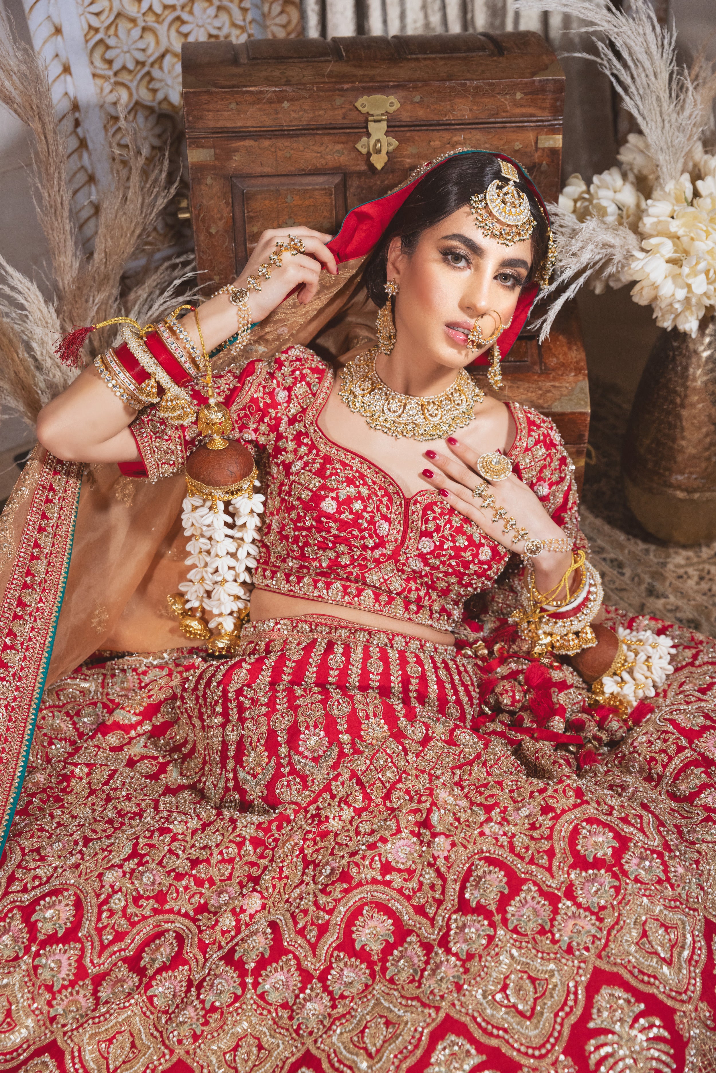 RED BRIDAL SILK LEHENGA