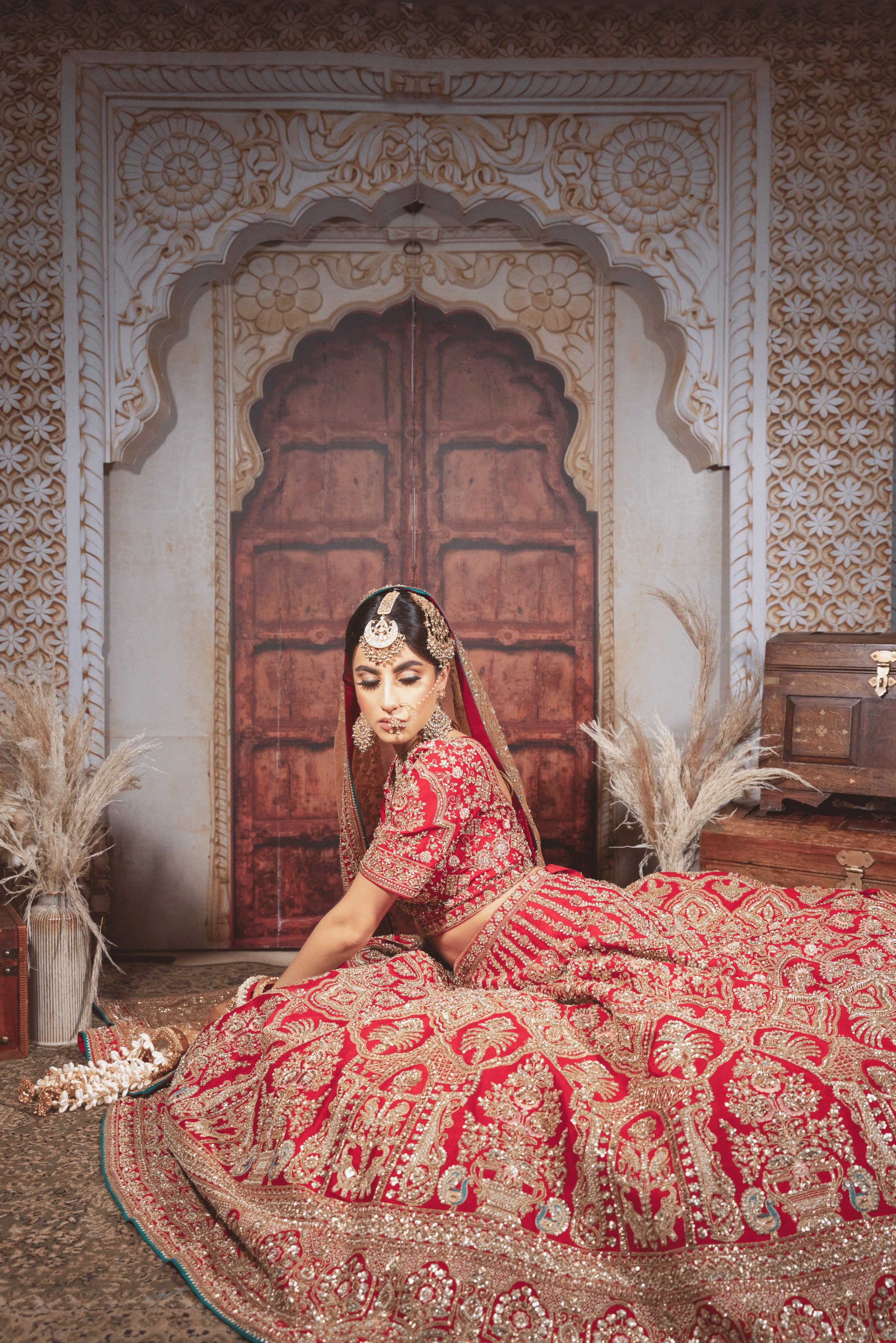 RED BRIDAL SILK LEHENGA