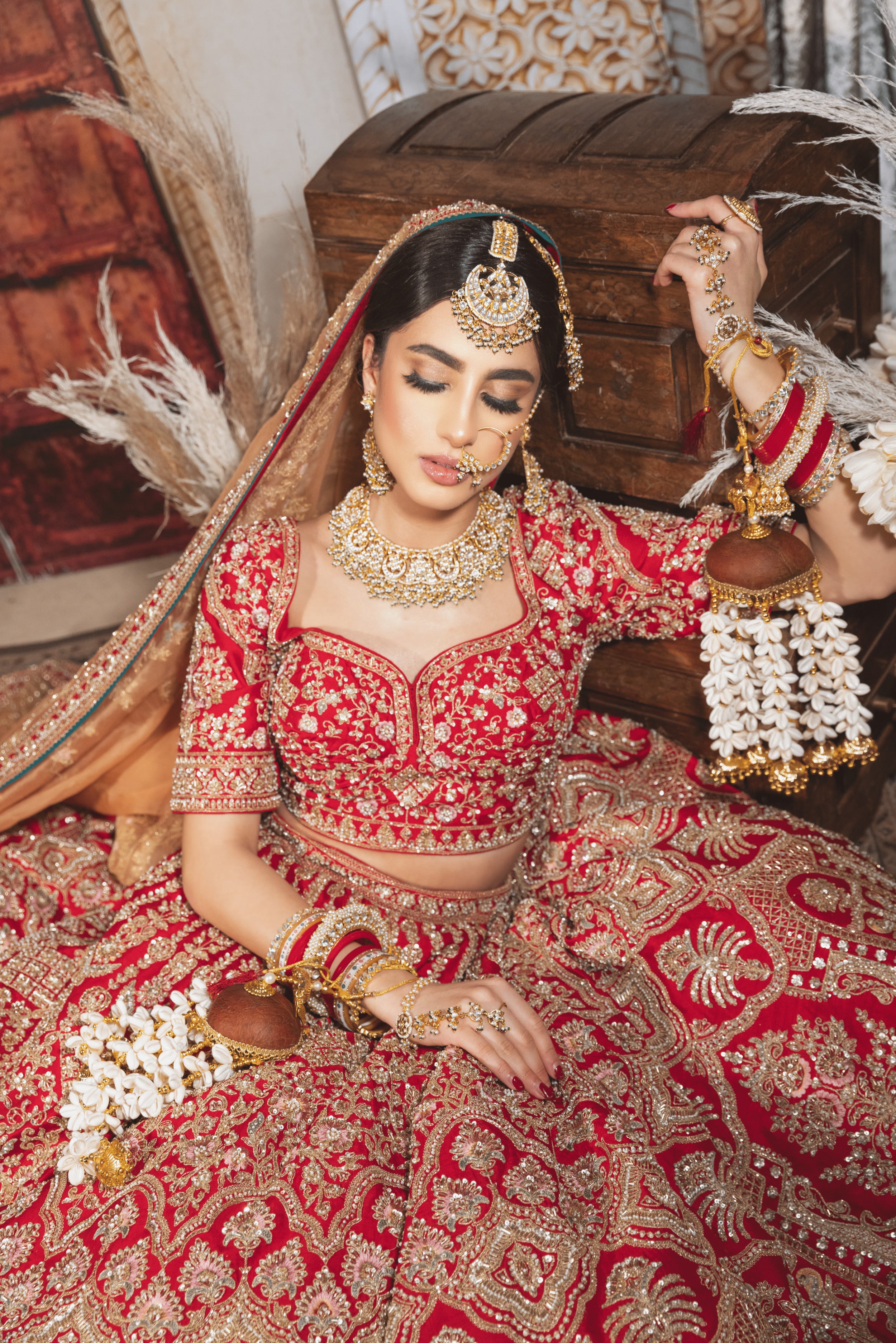 RED BRIDAL SILK LEHENGA