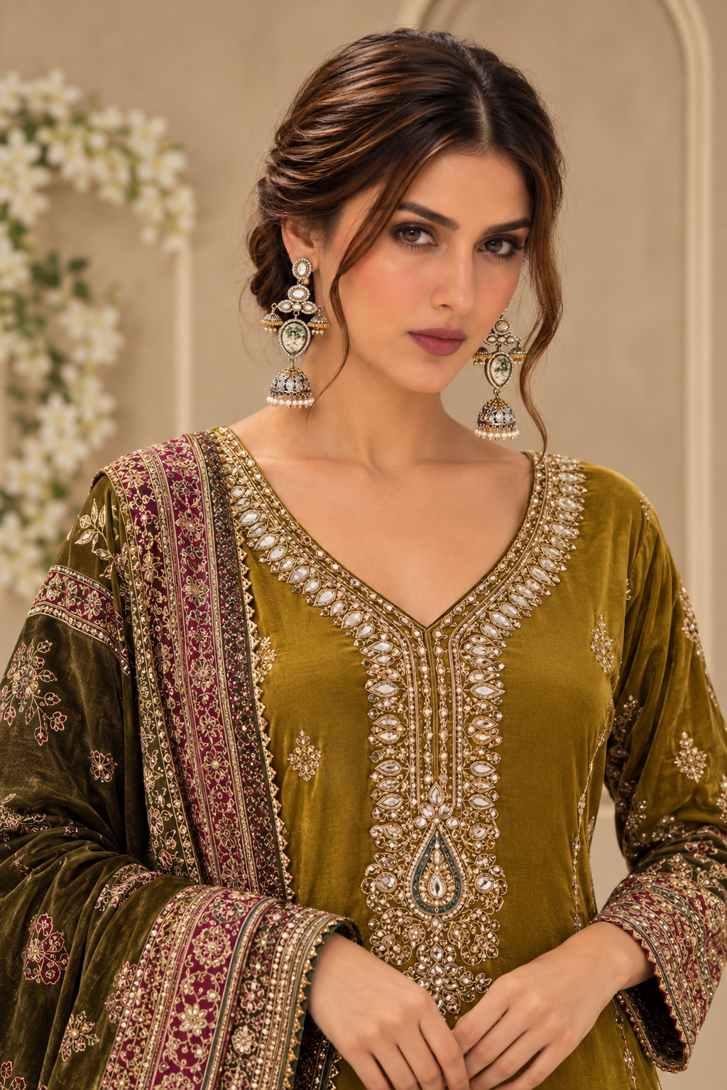 Mehndi Embroidered Sharara Set