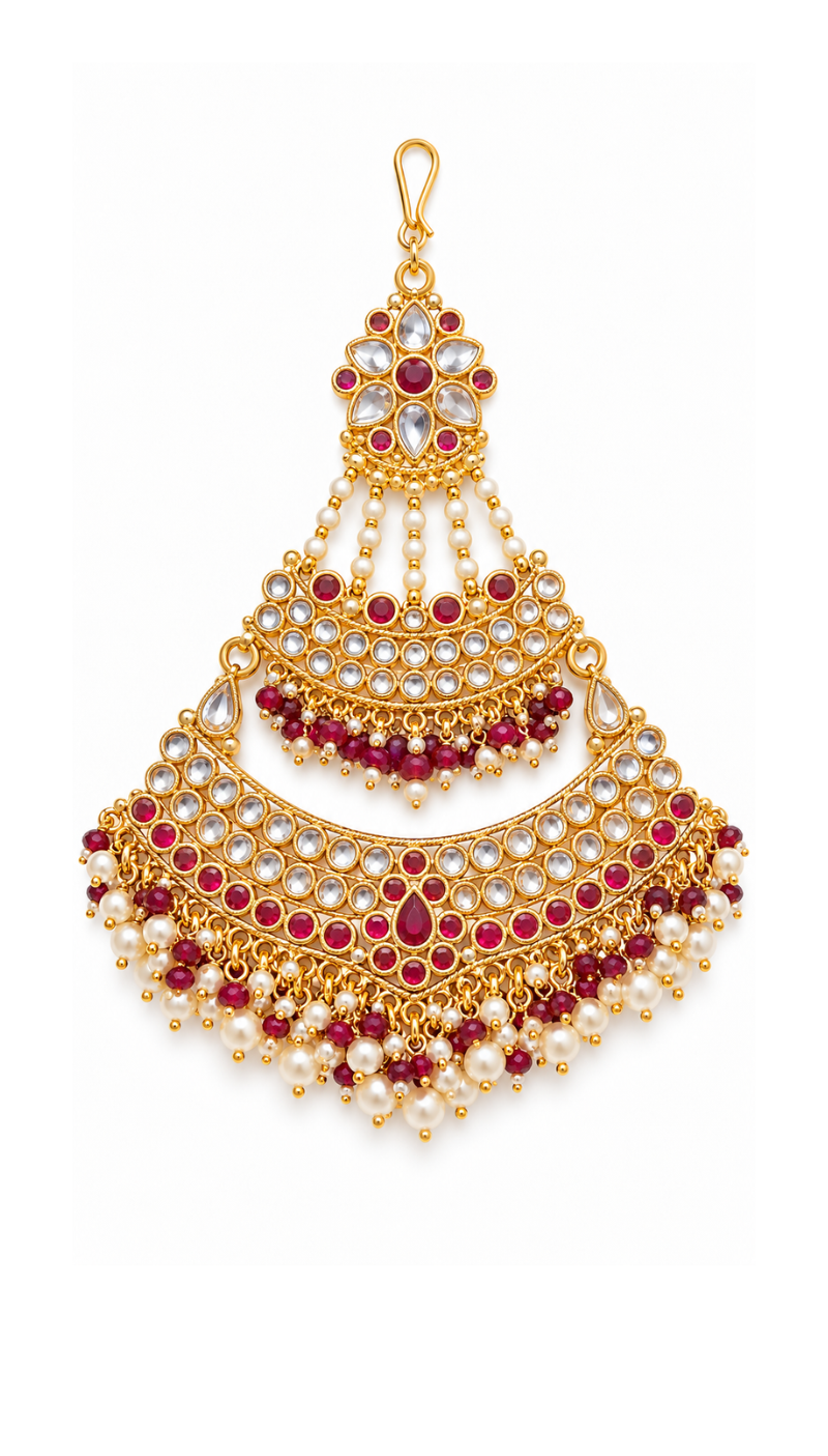 Ruby Kundan Cascade Passa