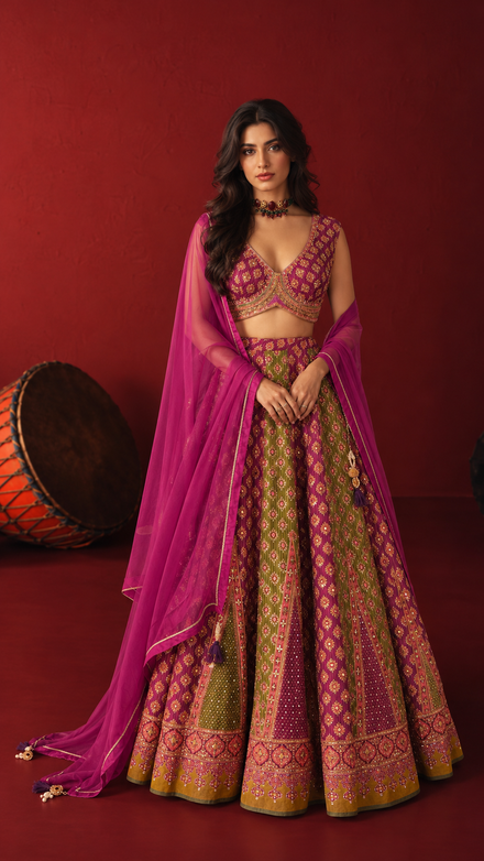 Purple Elegance Embroidered Lehenga