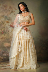 GOLDEN TOP WITH IVORY SKIRT