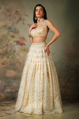 GOLDEN TOP WITH IVORY SKIRT