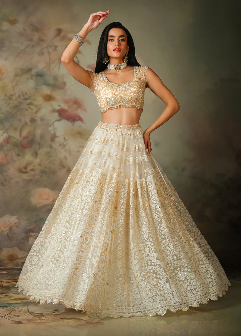 GOLDEN TOP WITH IVORY SKIRT