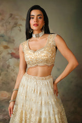 GOLDEN TOP WITH IVORY SKIRT