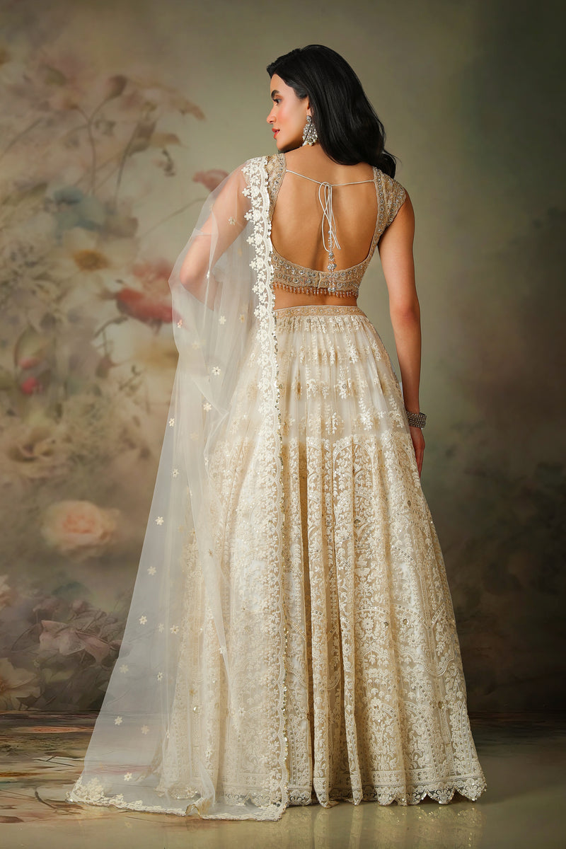 GOLDEN TOP WITH IVORY SKIRT