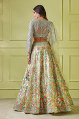 Multicolour Lehenga with Leather patch full sleeves top