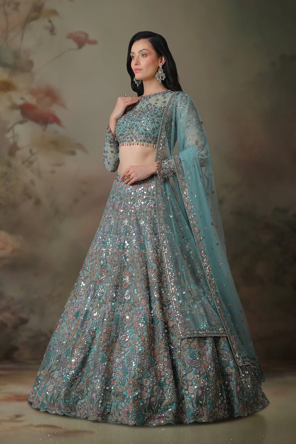 RAMA TOP WITH FULL SLEEVES EMB KALI LEHENGA SET