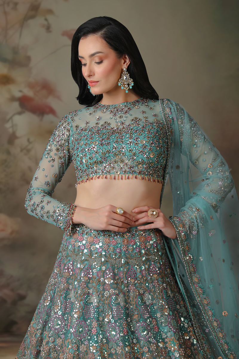 RAMA TOP WITH FULL SLEEVES EMB KALI LEHENGA SET