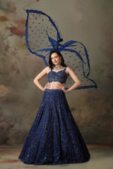 NAVY BLUE TOP EMB KALI SKIRT