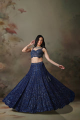 NAVY BLUE TOP EMB KALI SKIRT