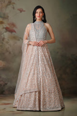 GREY EMB PEACH EMB  KALI GOWN