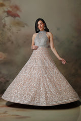 GREY EMB PEACH EMB  KALI GOWN