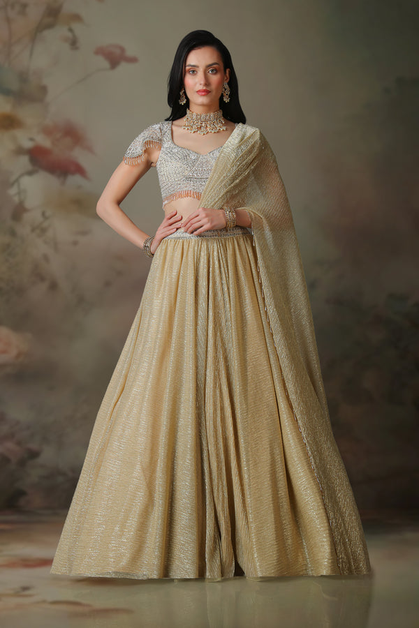 GOLDEN TOP WITH DRAPE SKIRT