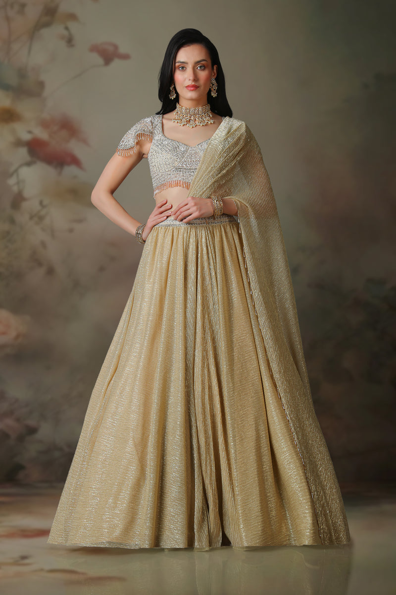 GOLDEN TOP WITH DRAPE SKIRT