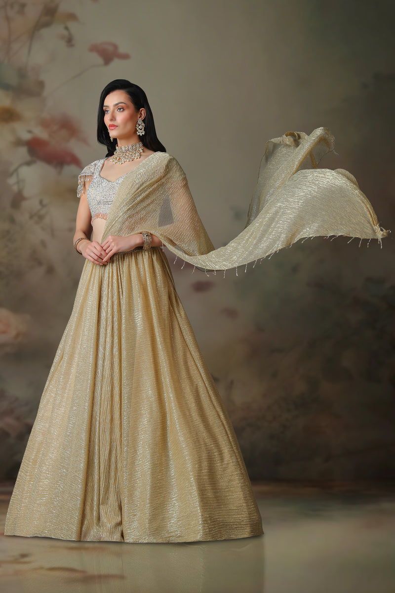 GOLDEN TOP WITH DRAPE SKIRT