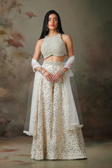 IVORY PEARL TOP WITH IVORY  SHARARA