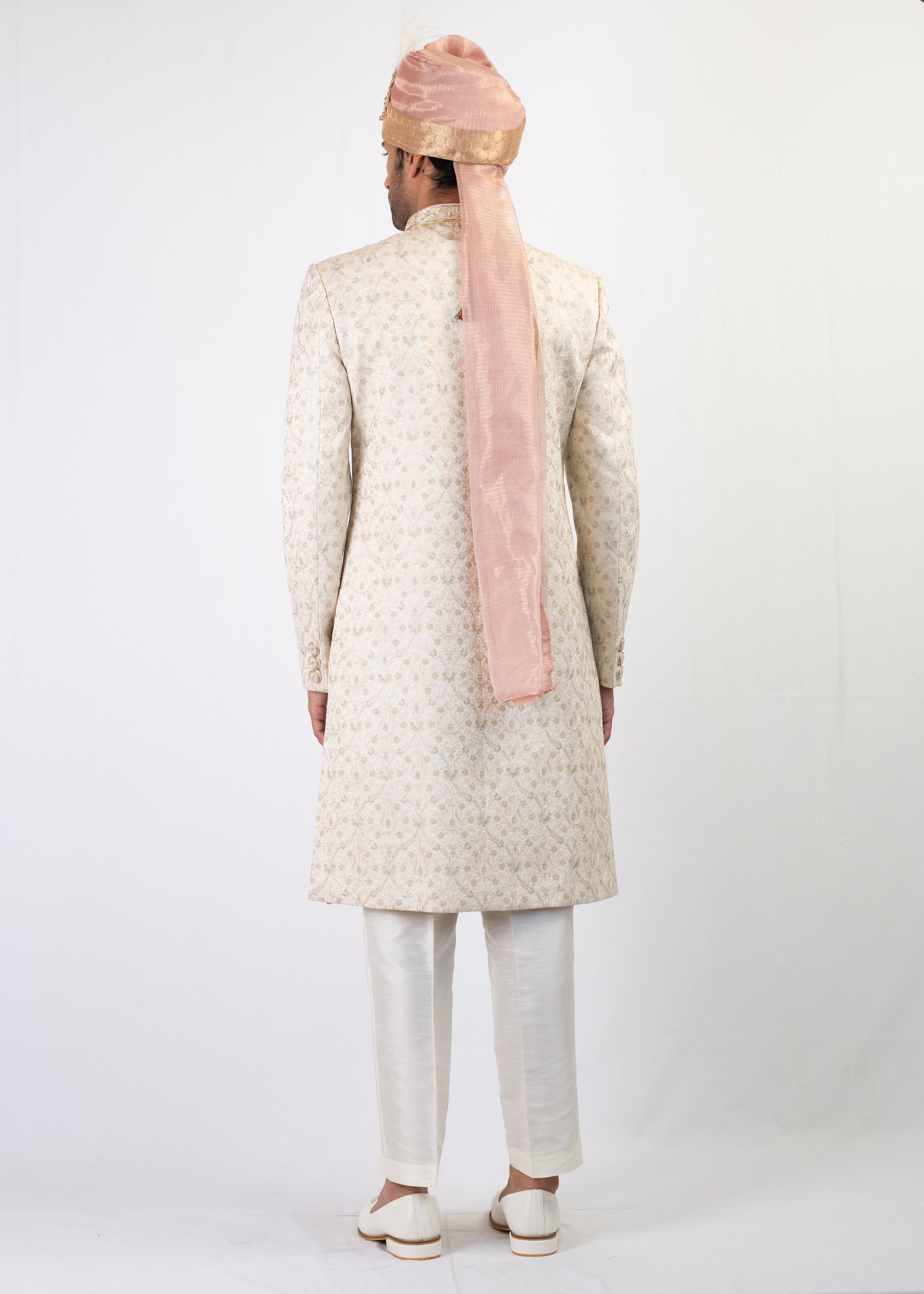 CREAM EMBROIDERY SHERWANI WITH TROUSER