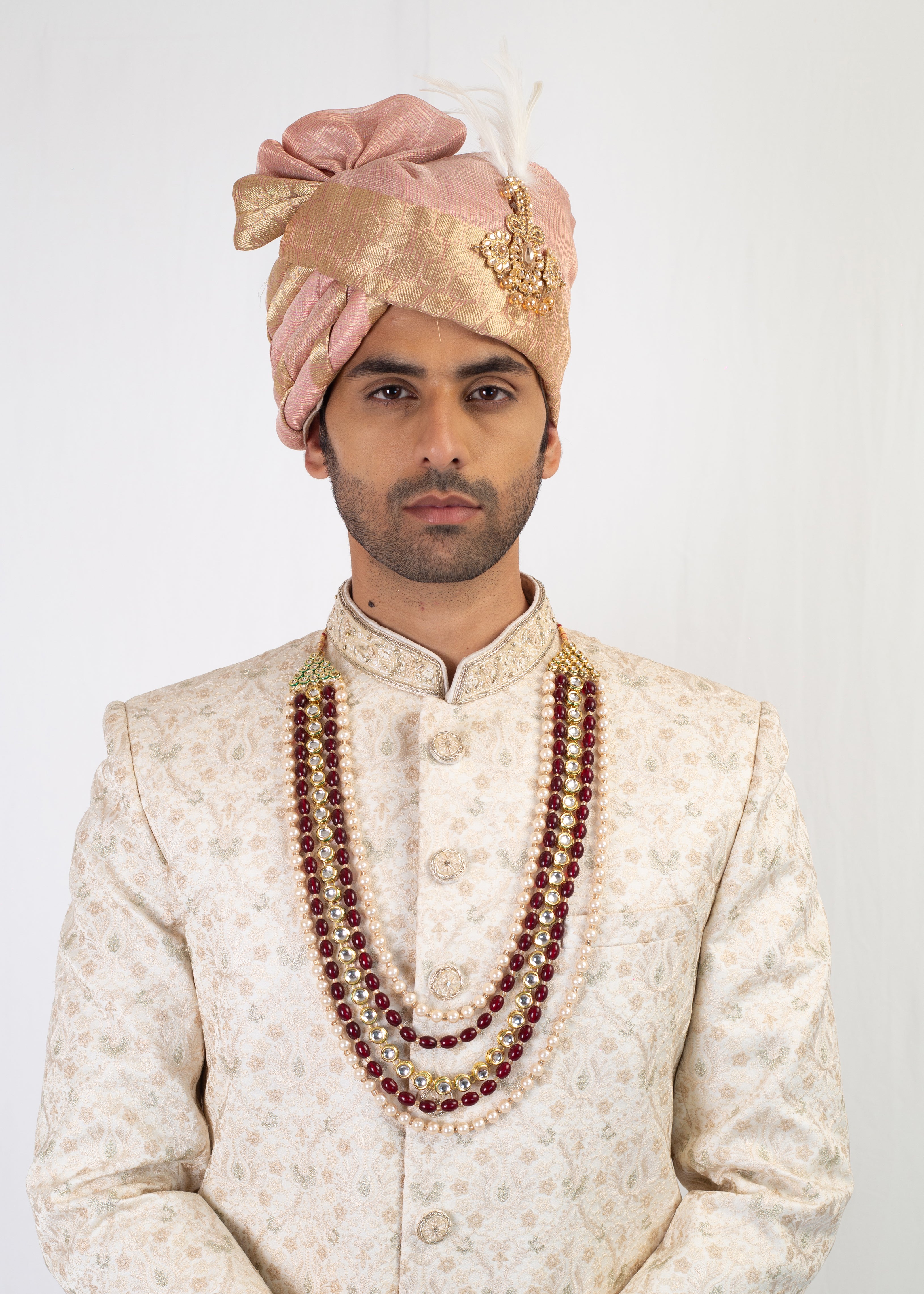 CREAM EMBROIDERY SHERWANI WITH TROUSER