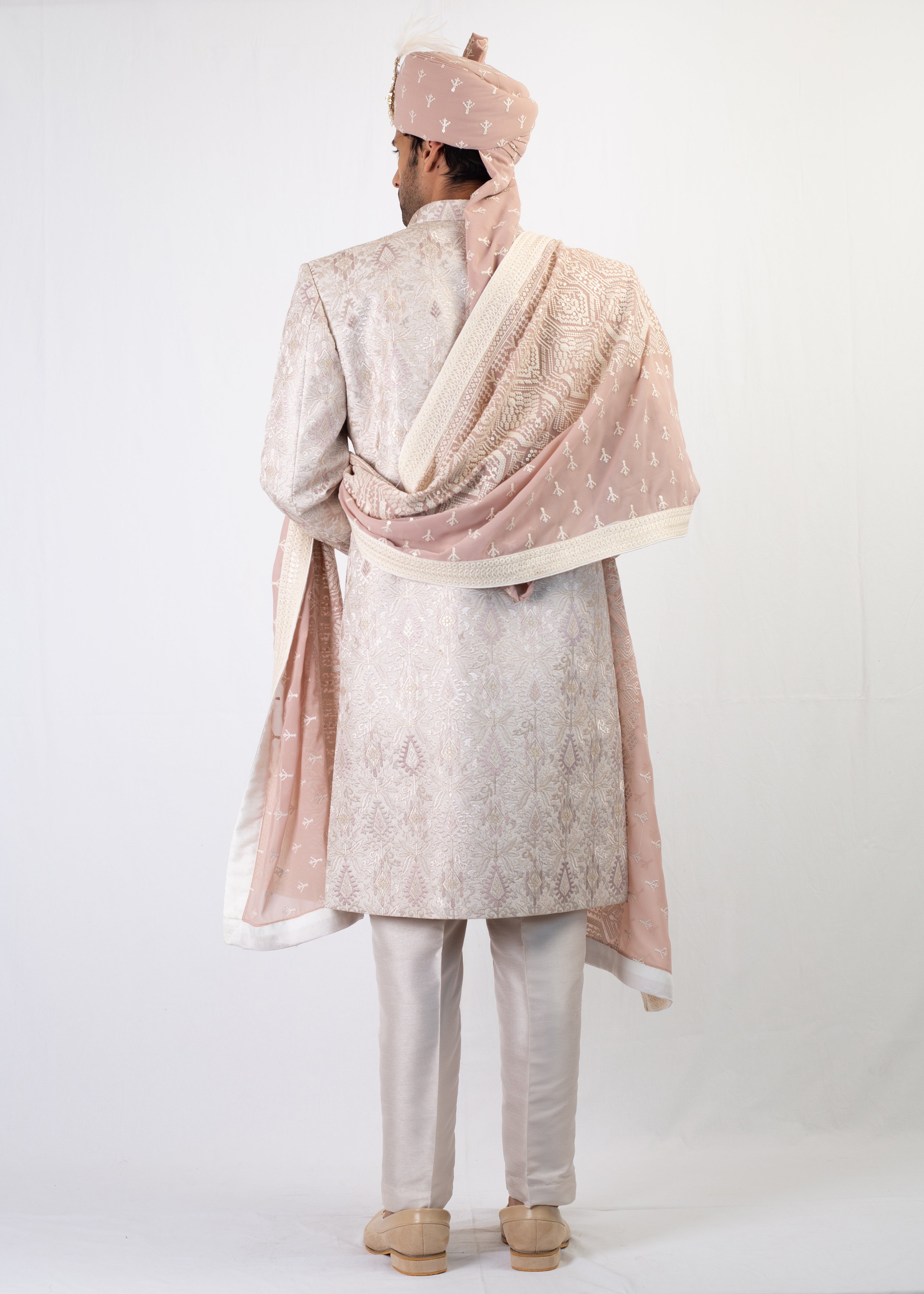 CREAM ELEGANT SHERWANI AND KURTA WITH TROUSER