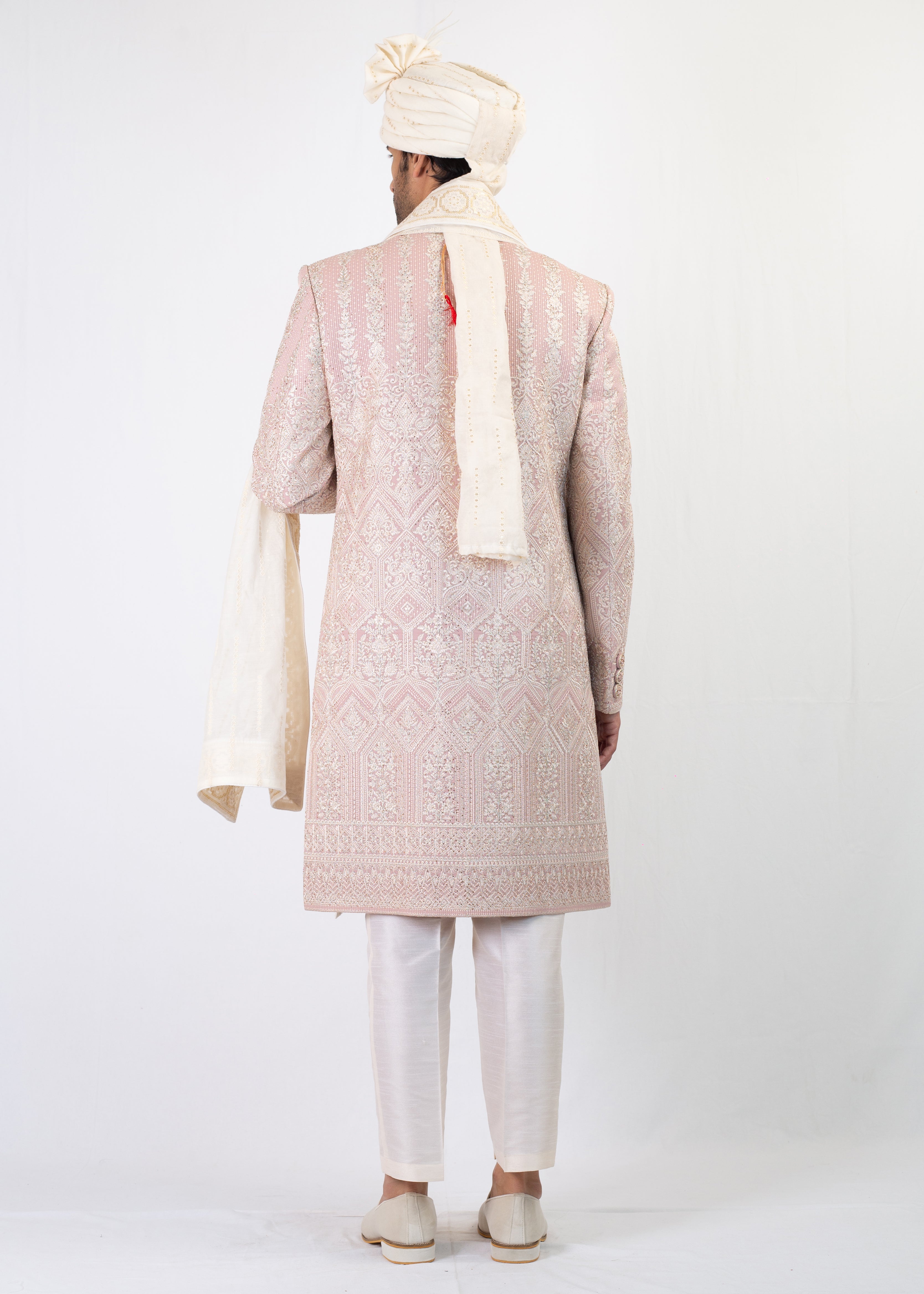 BABY PINK EMBROIDERY SHERWANI WITH TROUSER