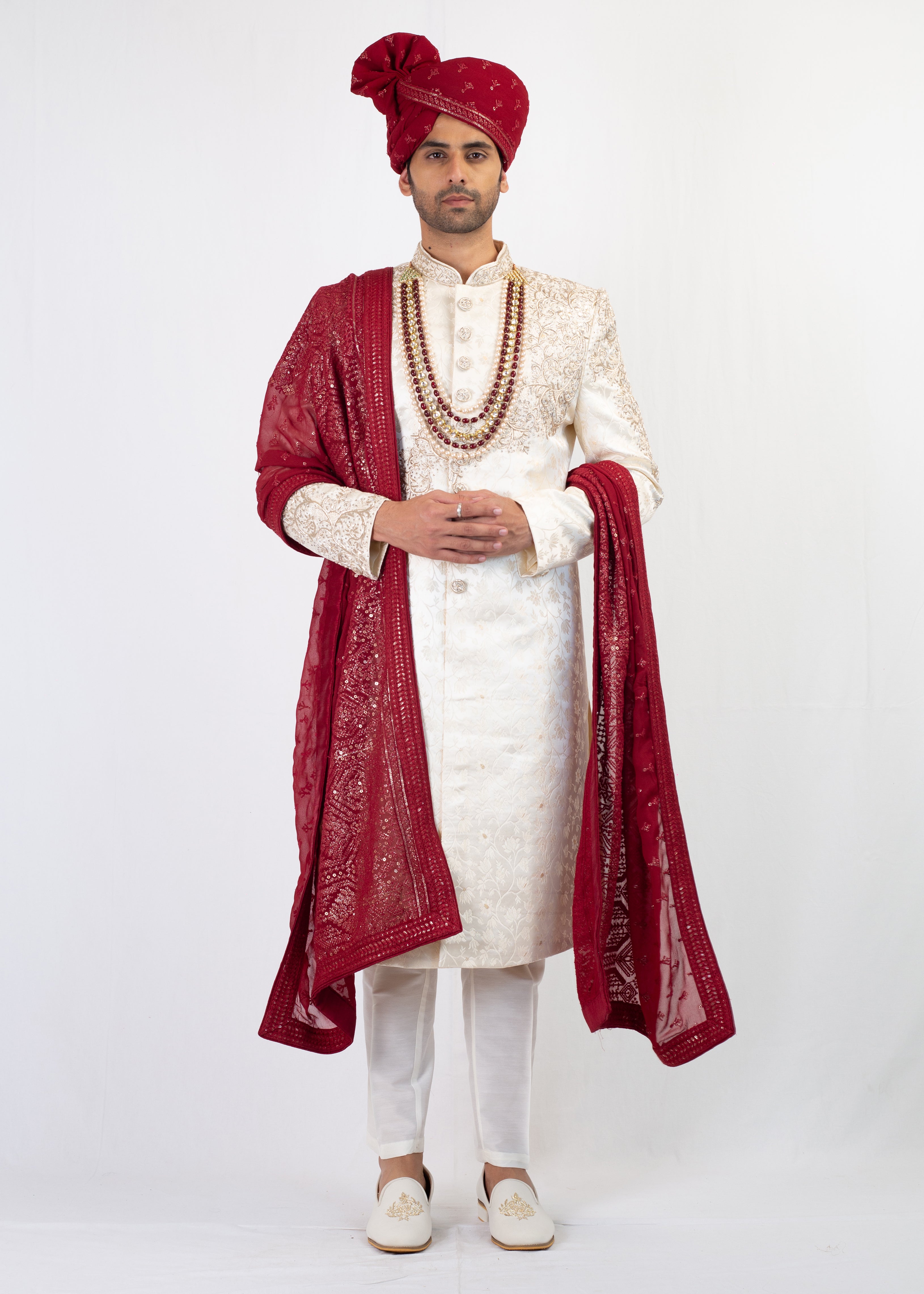 CREAM ELEGANT SHERWANI WITH TROUSER