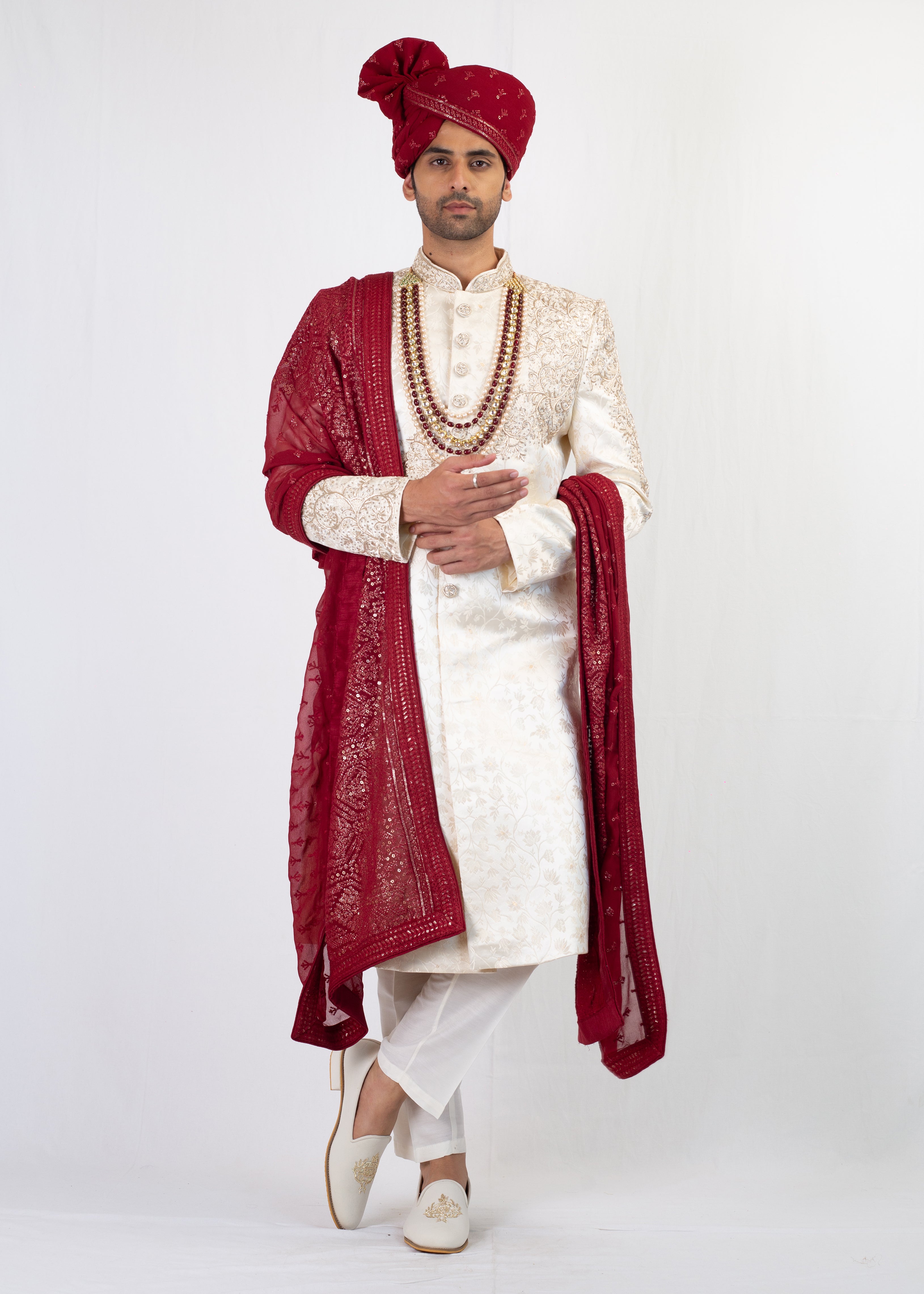 CREAM ELEGANT SHERWANI WITH TROUSER