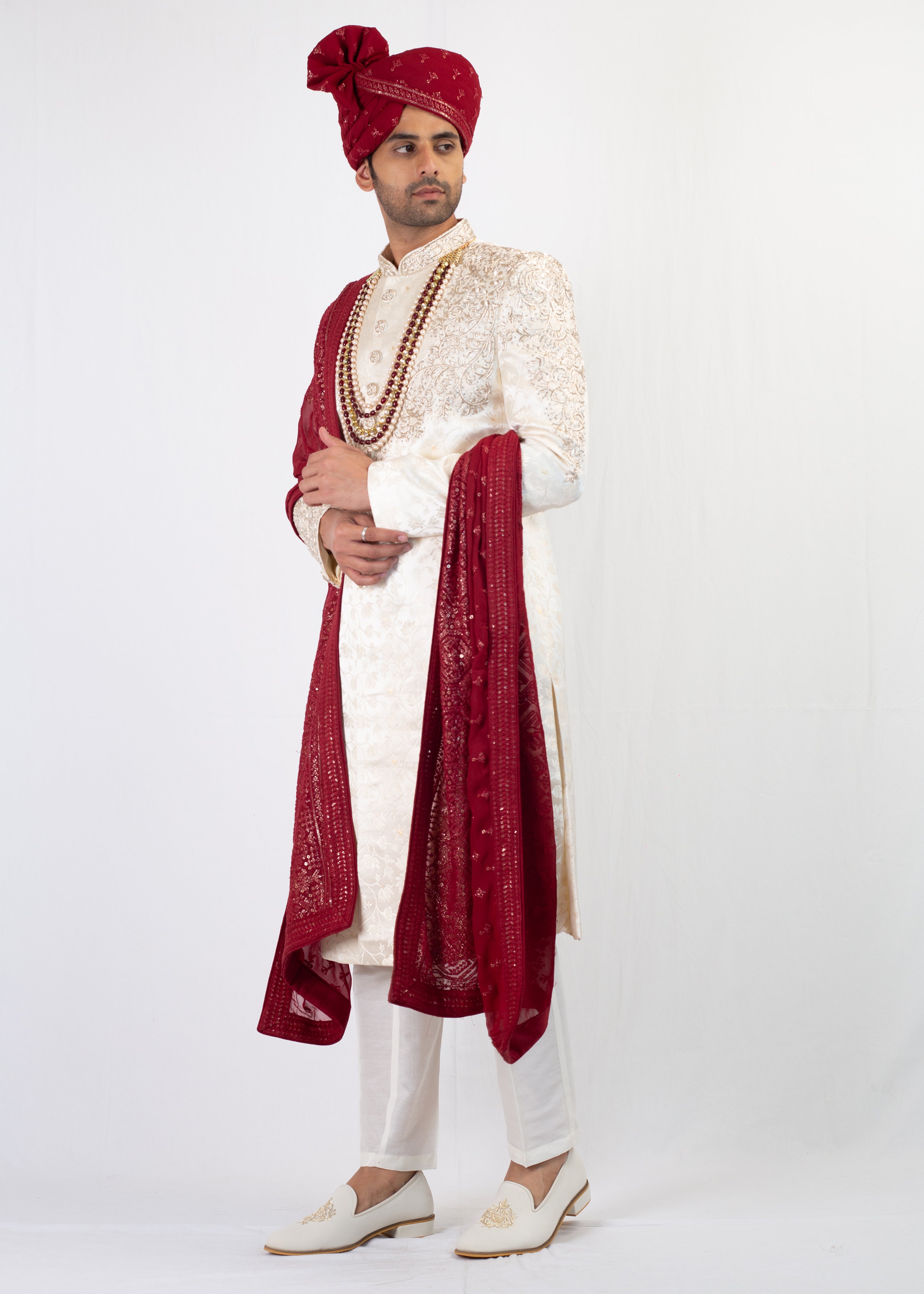 CREAM ELEGANT SHERWANI WITH TROUSER