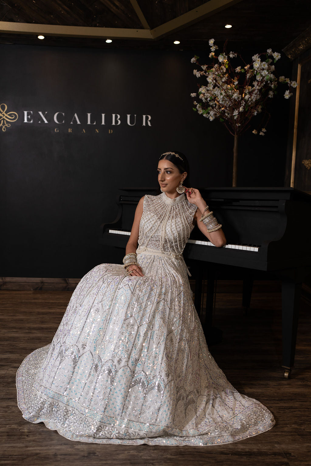 Pearl Hand Embroidery Top with Embroidered lehenga