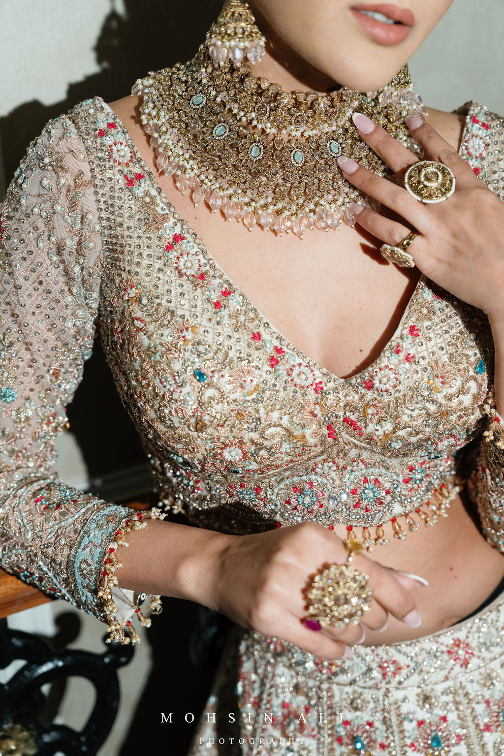 White Bridal Lehenga With Dupatta & Veil