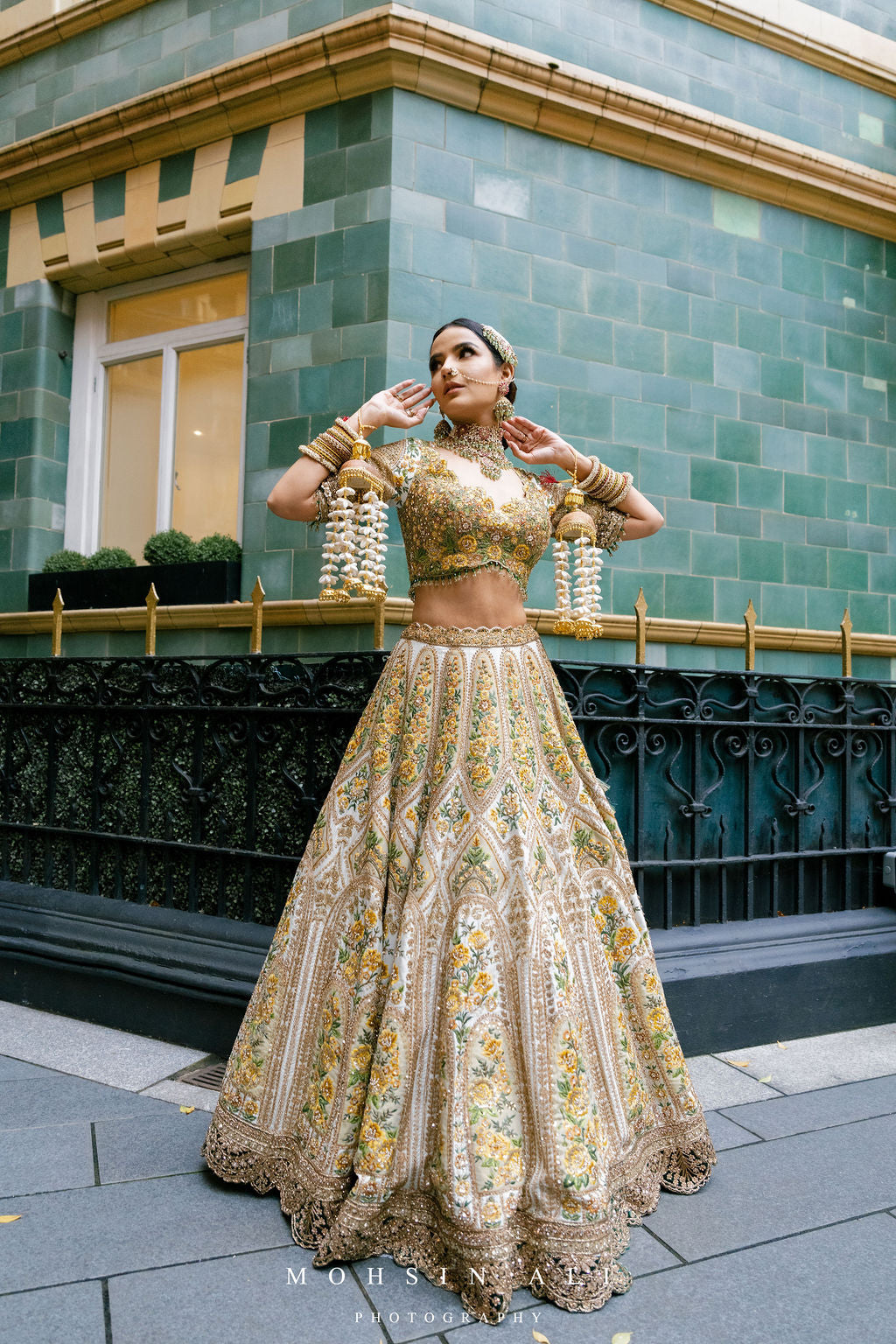 Ivory & Green Bridal Lehenga – Mongas